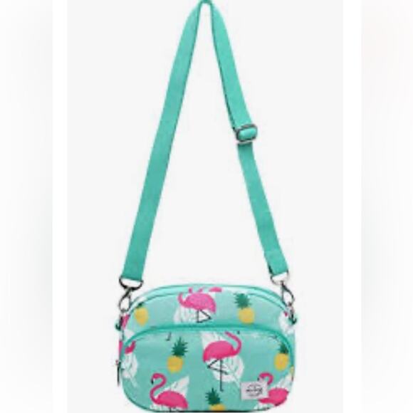 Basic Packs By Hot Style Flamingo and Pineapple Print Crossbody Bag - Picture 1 of 15